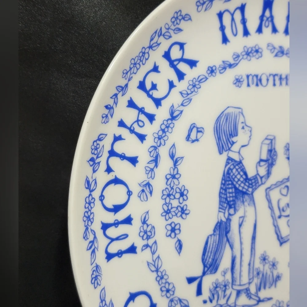 A Good Mother Makes a Happy Home Blue White Plate 9